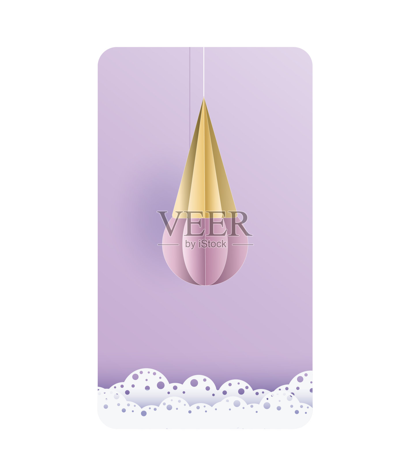 手机壁纸,冰淇淋包装纸割伤。云彩和花边。矢量插图背景插画图片素材