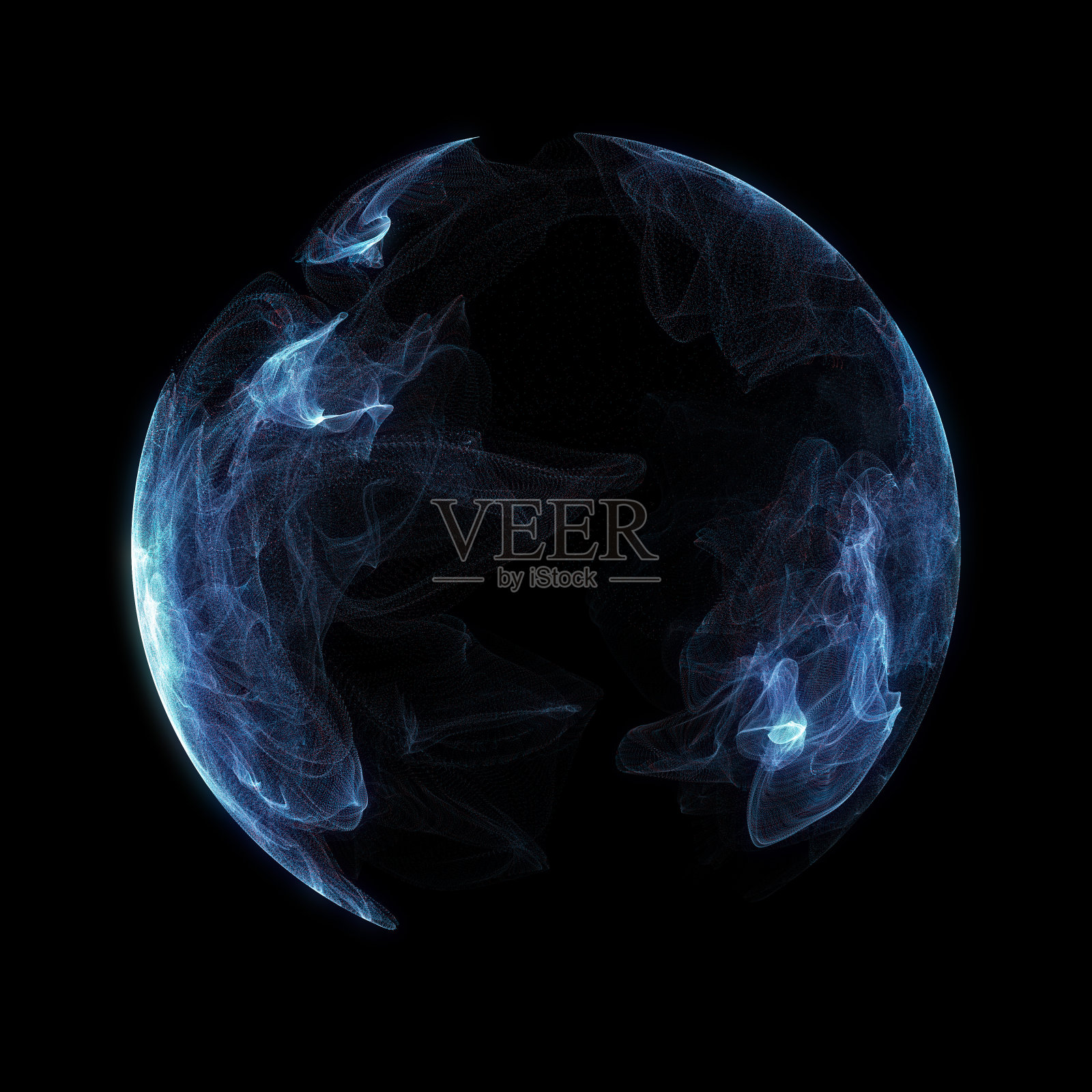 抽象粒子球,科学背景。虚拟流大二进制数据可视化。照片摄影图片