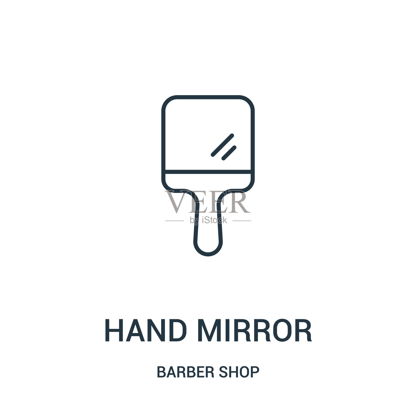 手镜图标向量从理发店收集。细线手镜轮廓图标矢量插图。设计元素图片