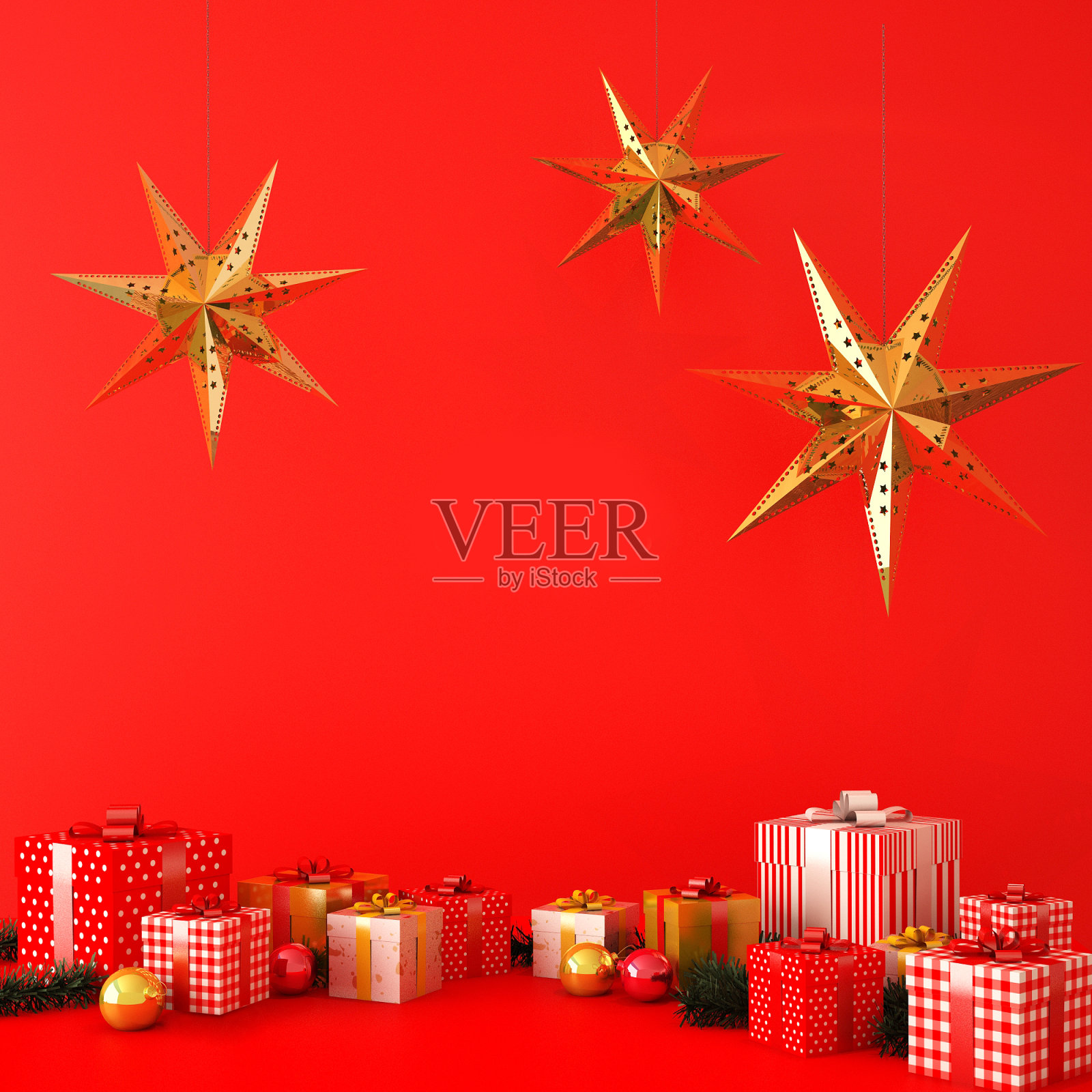 3d插图,3d渲染,复制空间或工作空间为您的文本在生日派对和圣诞派对概念与礼物盒照片摄影图片