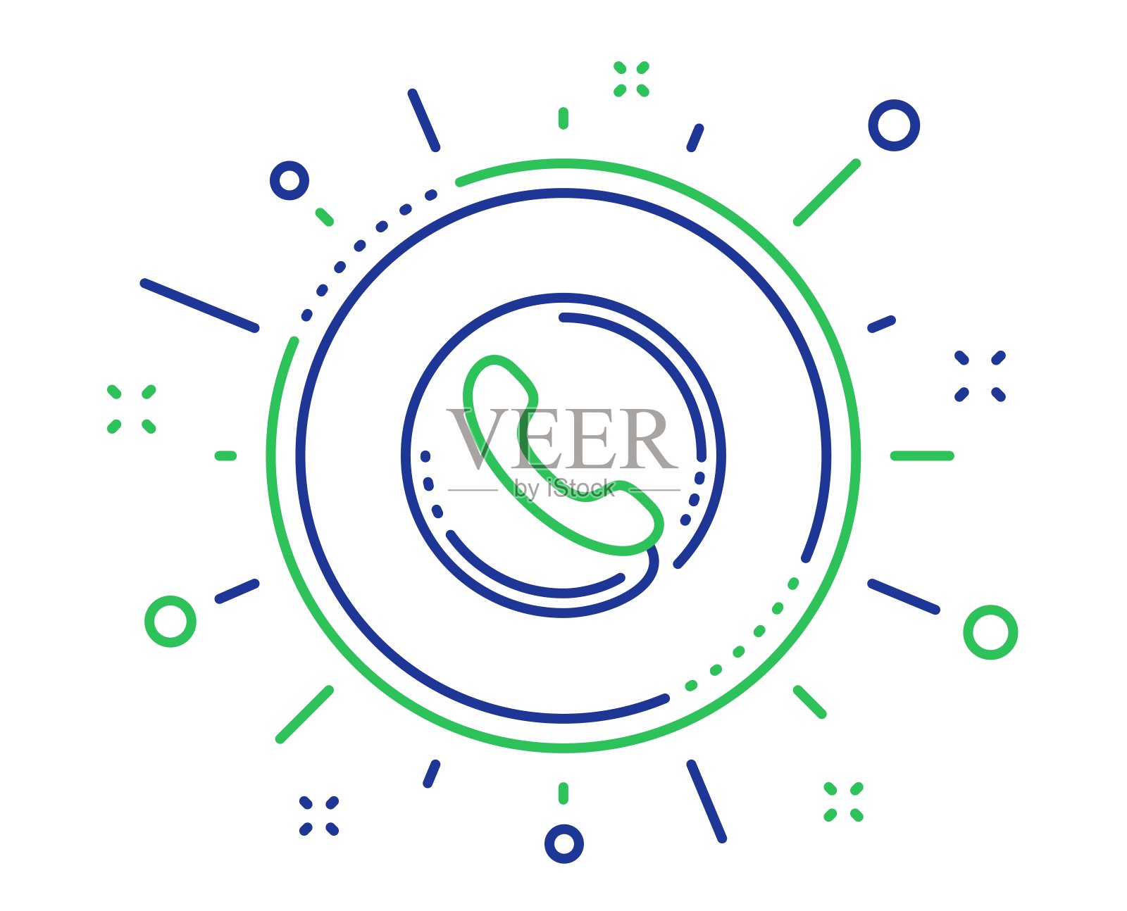 呼叫中心业务线路图标。电话支持标志。向量设计元素图片