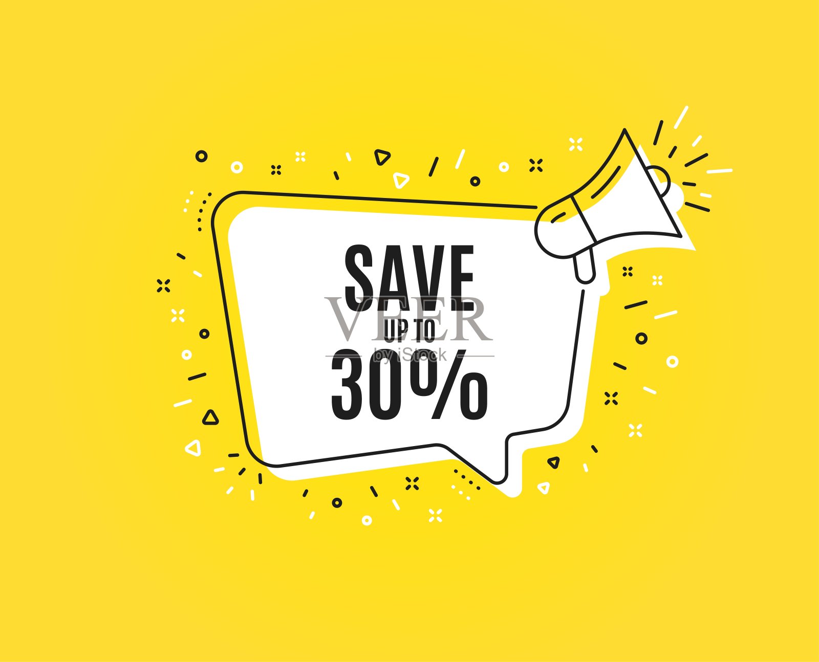 节省高达30%。打折销售报价标志。向量设计元素图片