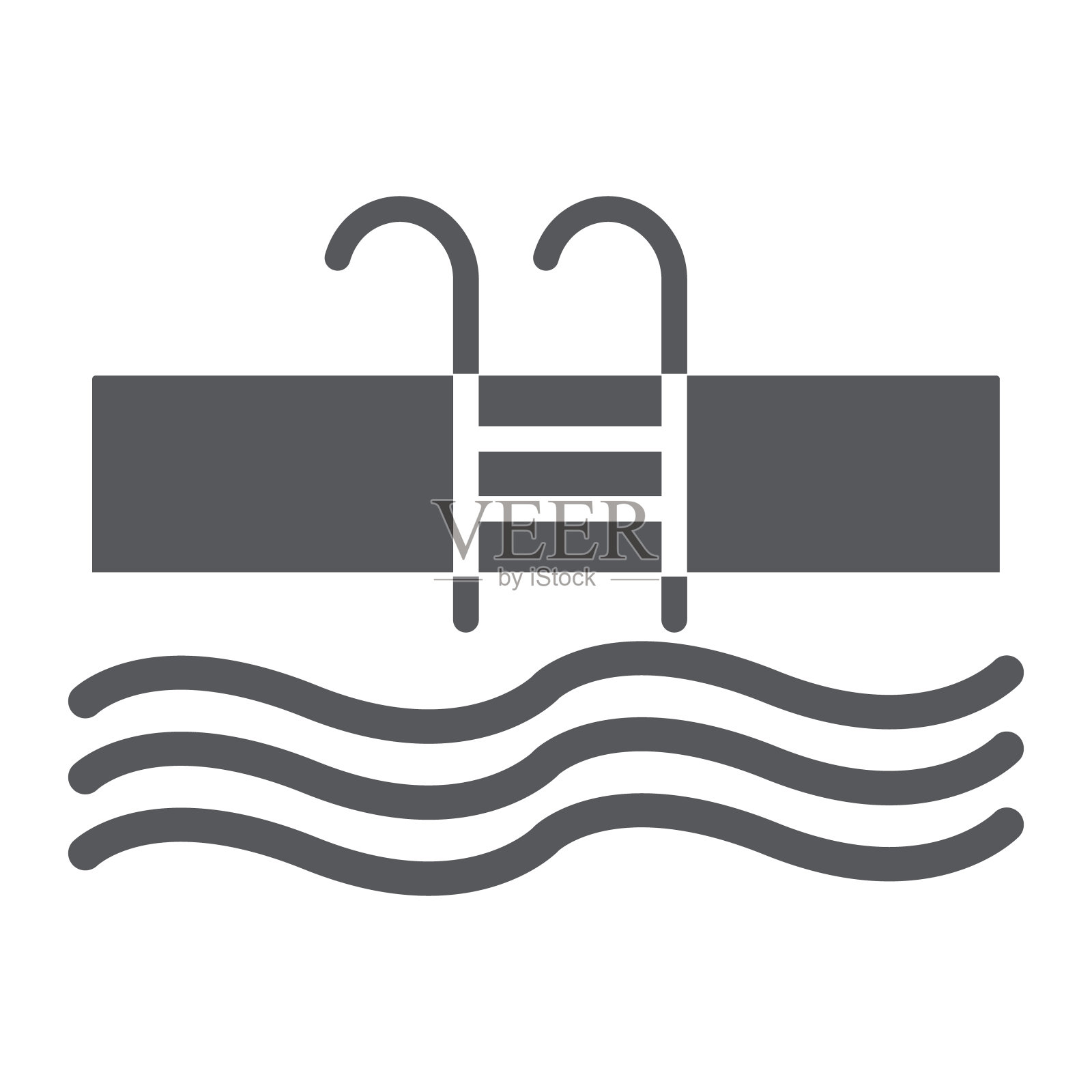 游泳池字形图标,运动和游泳,水标志,矢量图形,白色背景上的固体图案。图标素材