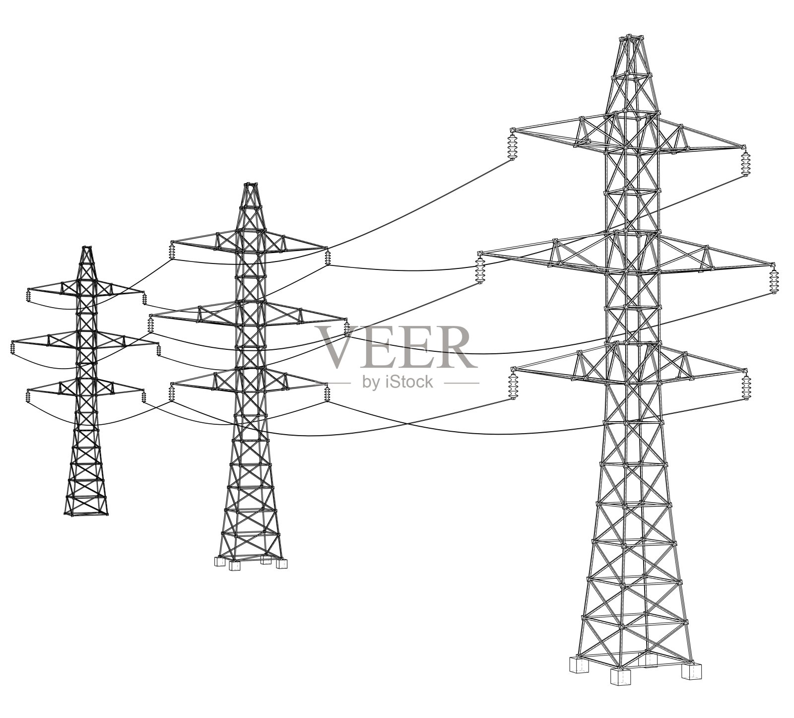 电塔或电塔的概念。向量插画图片素材