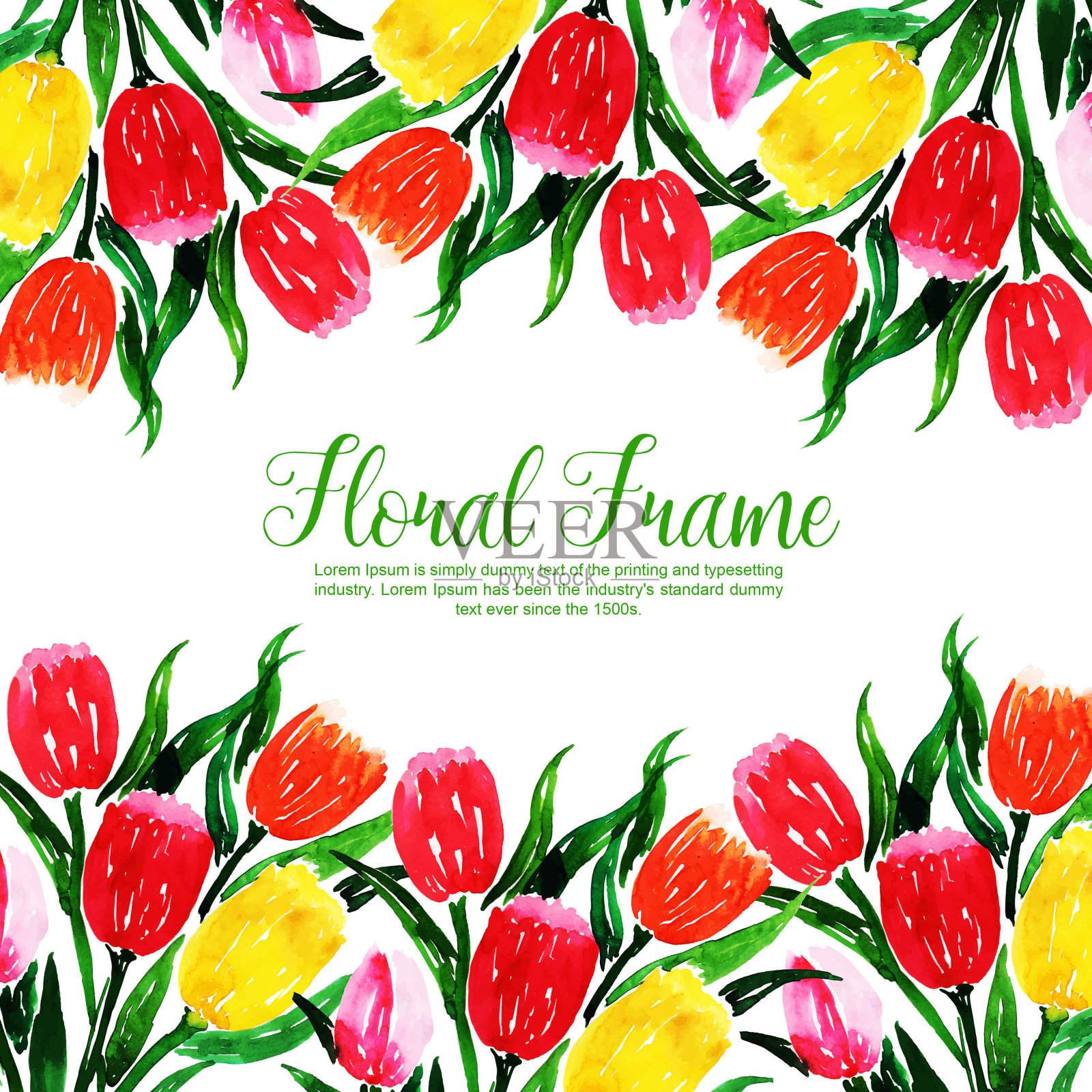 水彩花卉框架多用途背景插画图片素材