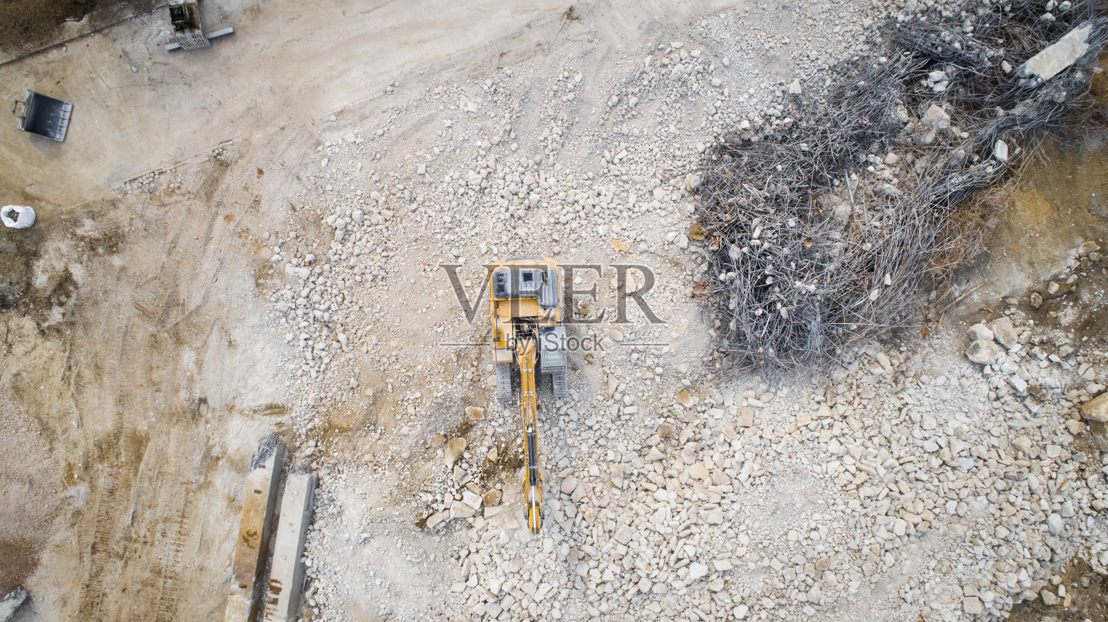 大型拆除区域-碎片,鸟瞰图照片摄影图片