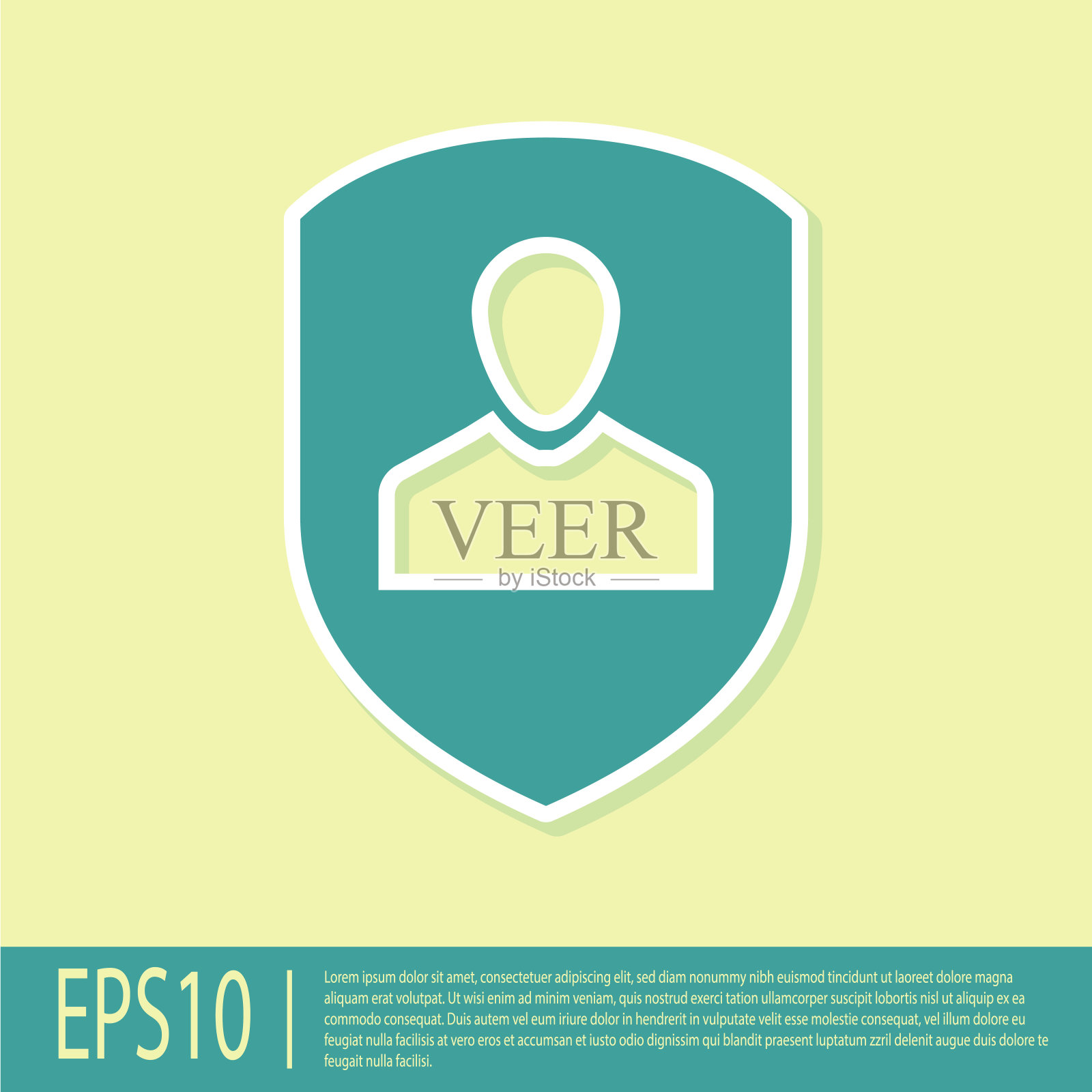 绿色用户保护图标隔离在黄色背景上。安全的用户登录,密码保护,个人数据保护,身份验证图标。平面设计。矢量图图标素材