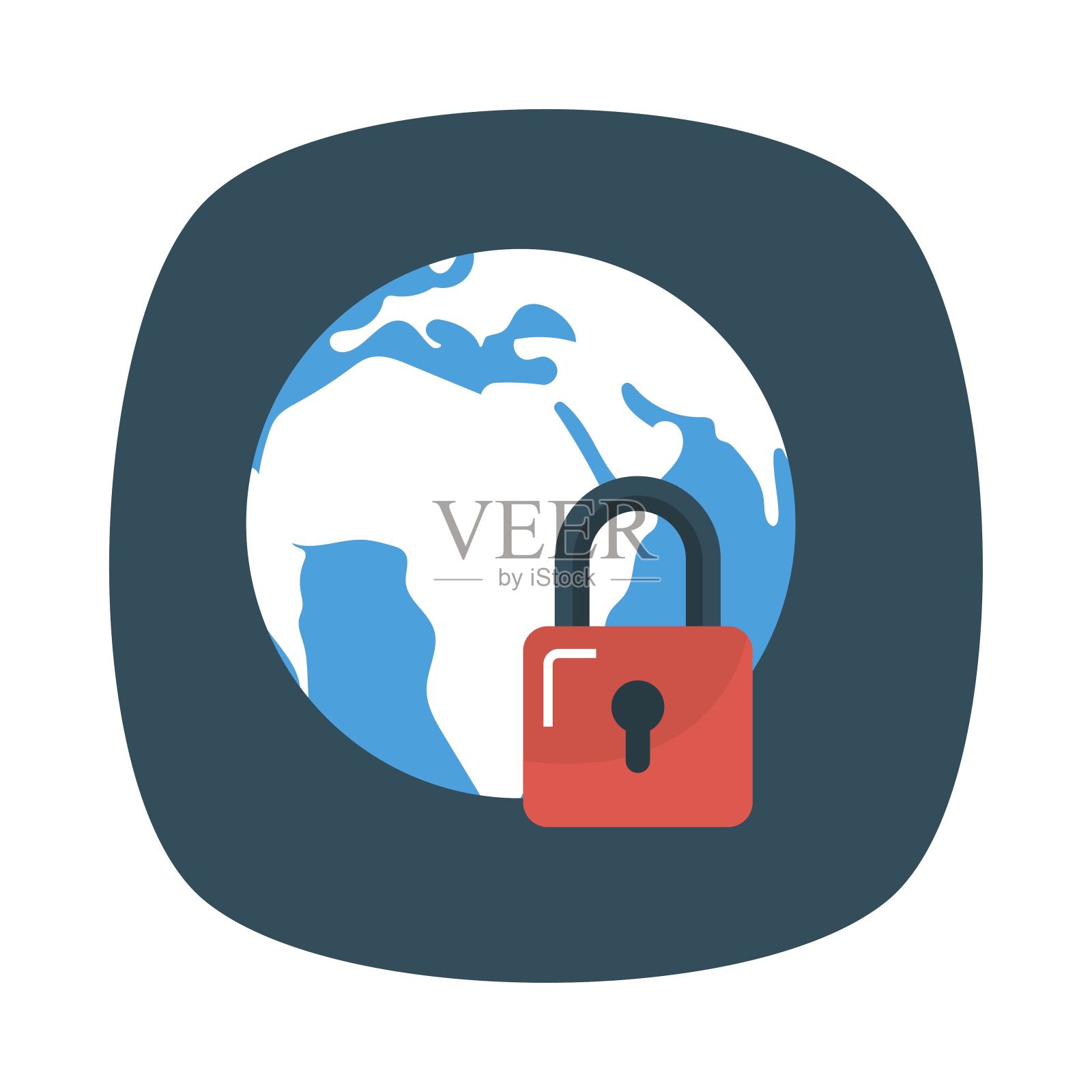 私人安全锁插画图片素材