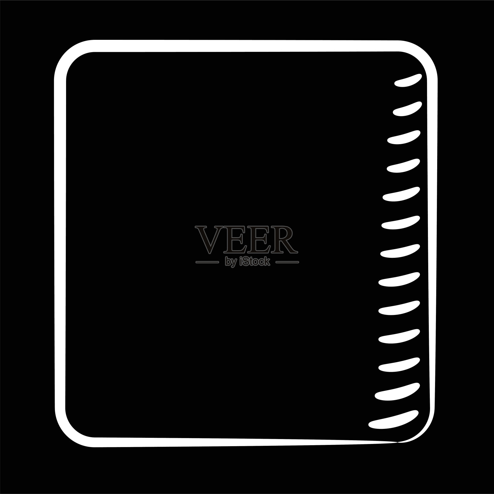 矩形文本块,由黑色背景上的白色轮廓以素描风格绘制的框架。股票矢量插图。插画图片素材