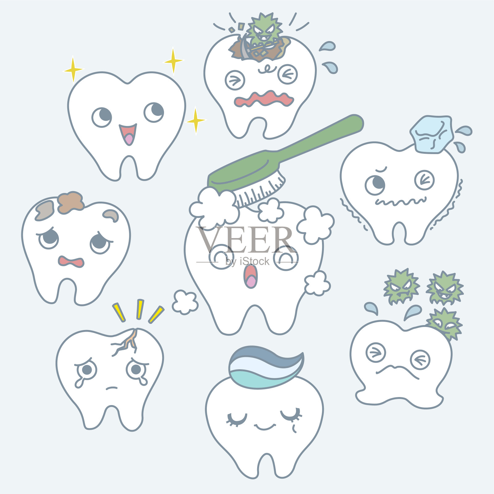牙齿卡通人物设计元素图片