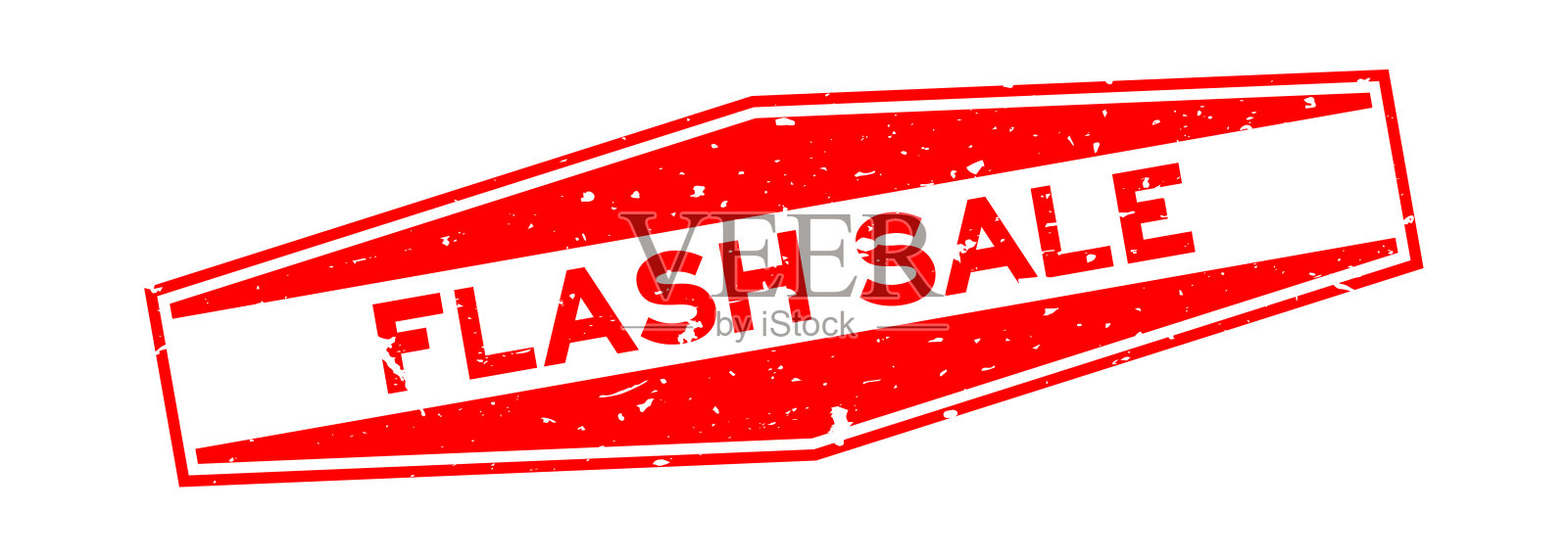 垃圾红色闪光销售字六角形橡胶印章上的白色背景设计元素图片