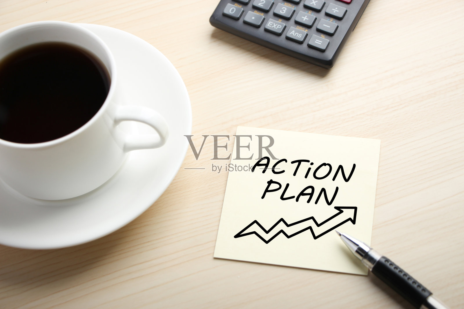 在便利贴上的行动计划概念照片摄影图片