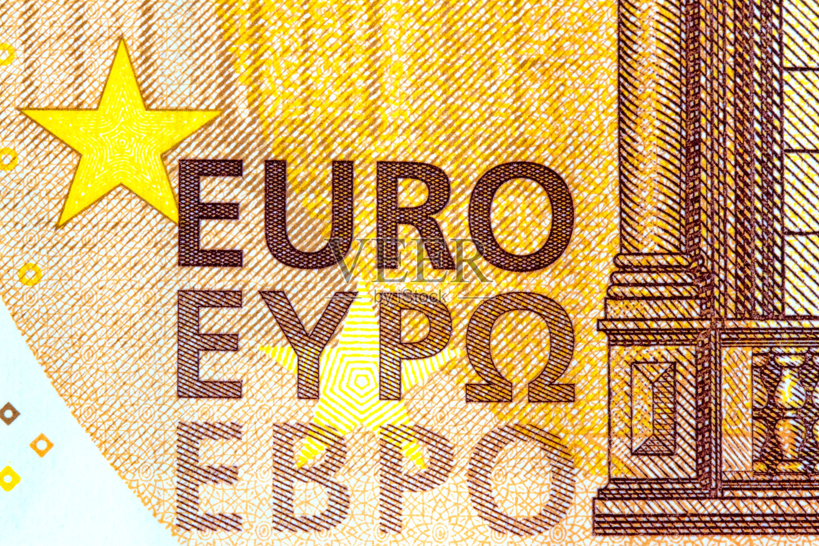 50欧元纸币的特写细节照片摄影图片