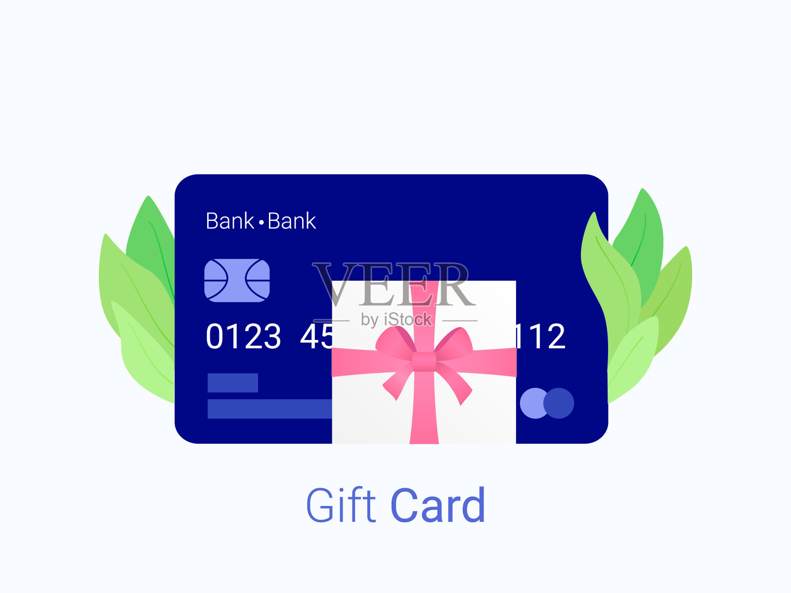 赠予银行卡及粉红丝带及蝴蝶结。插画图片素材