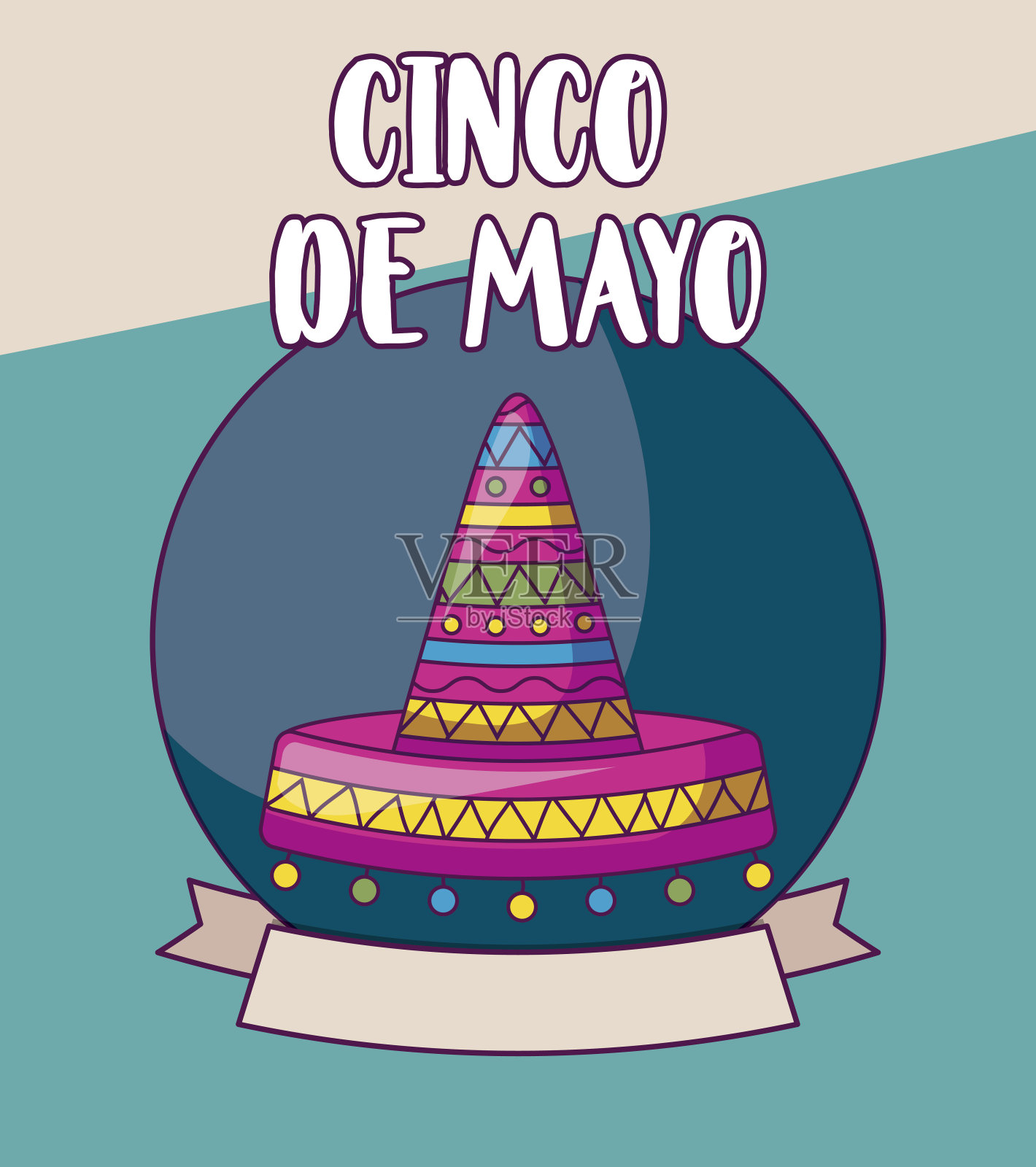 五月节庆祝与墨西哥帽子设计模板素材