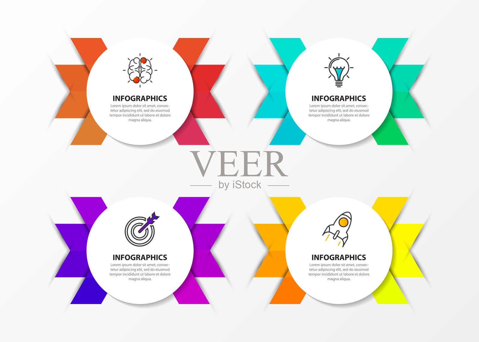 信息图表设计模板。创意概念有4个步骤插画图片素材