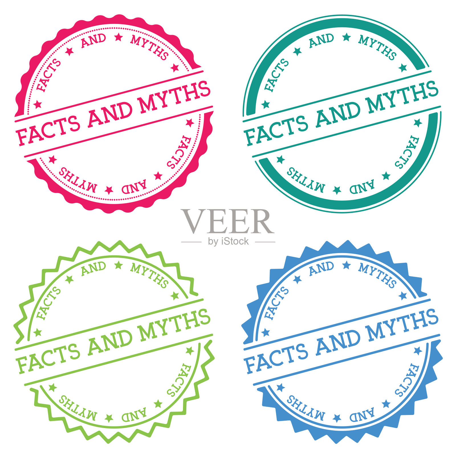 事实和神话在白人背景下被孤立。插画图片素材