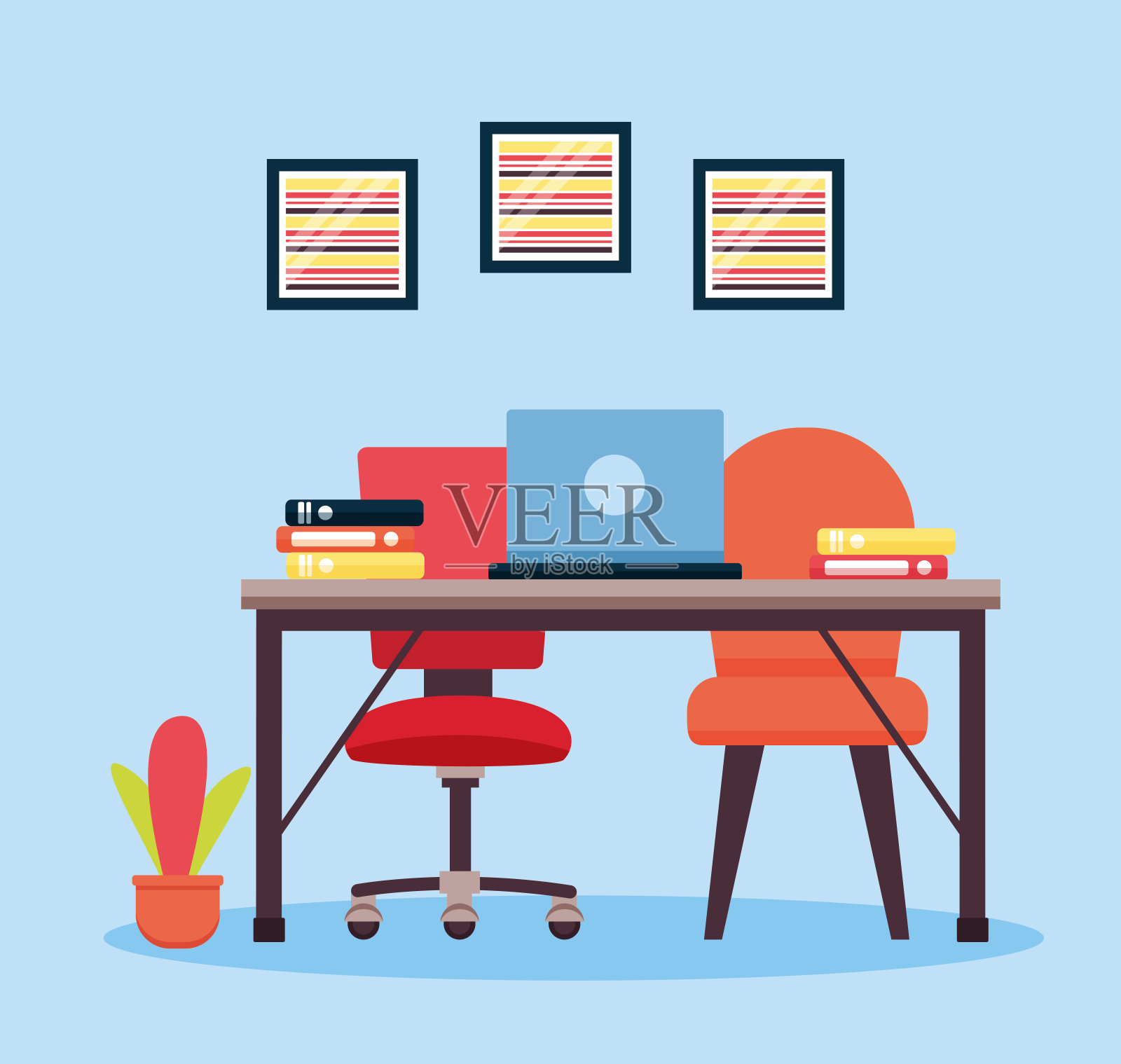 办公室室内工作场所插画图片素材