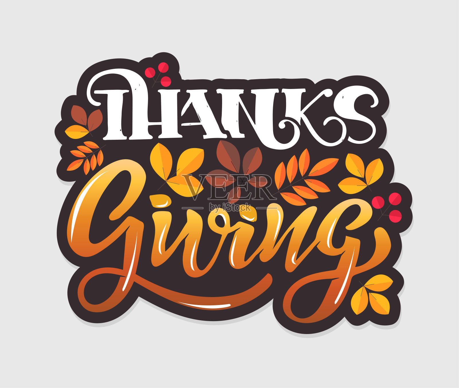 Happy Thanksgiving Day – hand drawn doodle lettering label art banner poster template插画图片素材