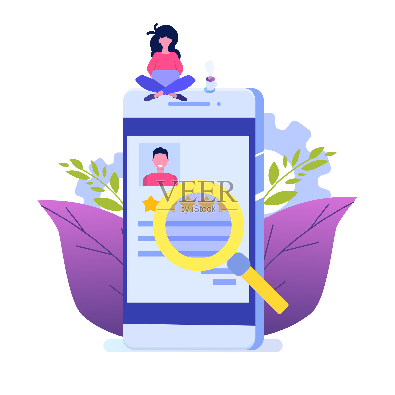 求职,猎头或招聘,雇佣员工,概念。平面矢量图插画图片素材