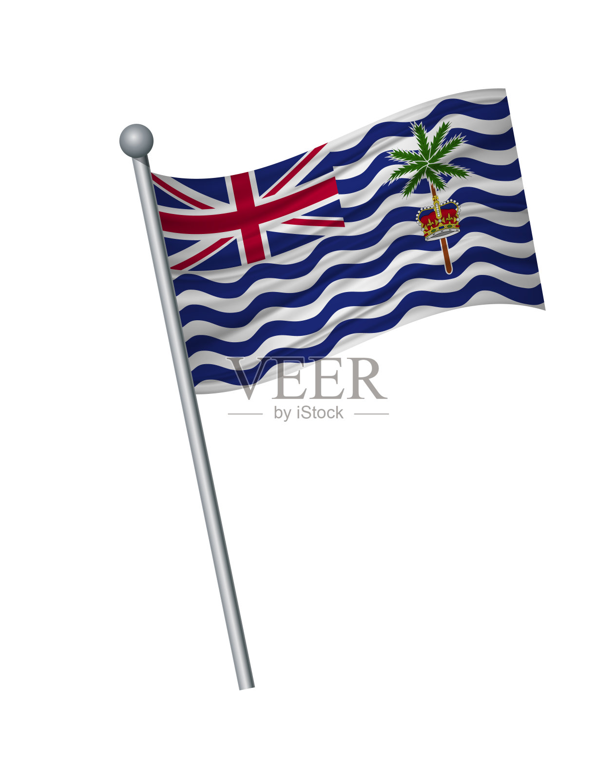 旗帜在旗杆上飘扬,官方颜色和比例正确。矢量插图孤立在白色背景。插画图片素材