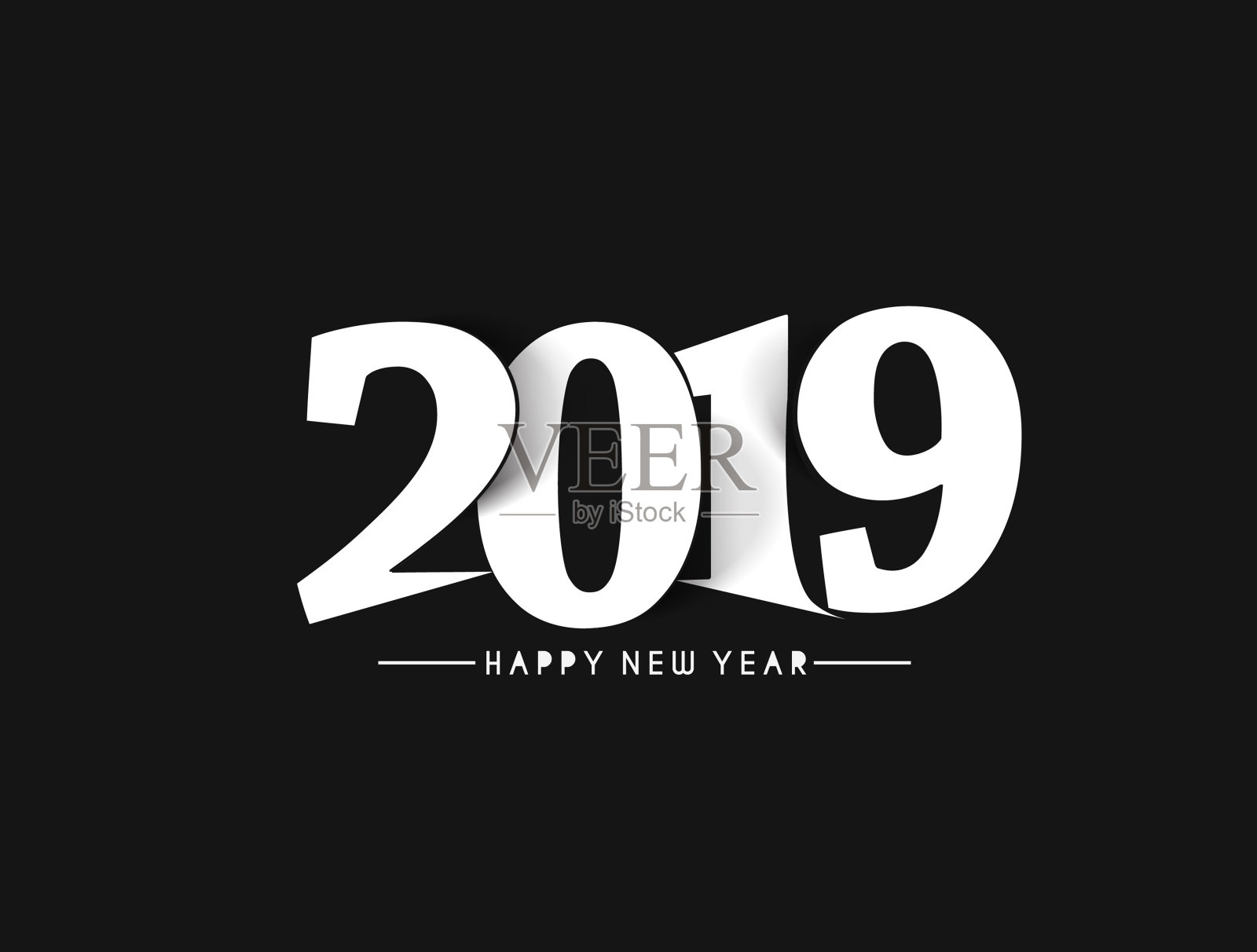 2019年新年快乐文本设计模式,矢量插图。插画图片素材