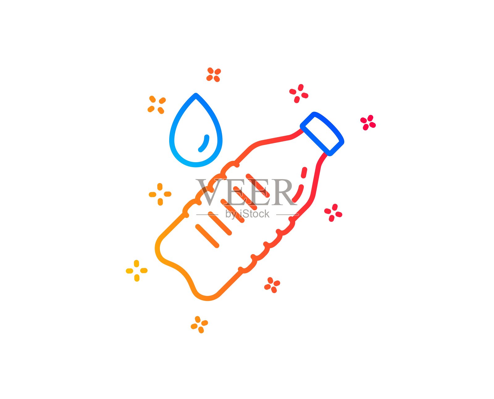 水瓶线图标。干净的水绿色标志。向量插画图片素材