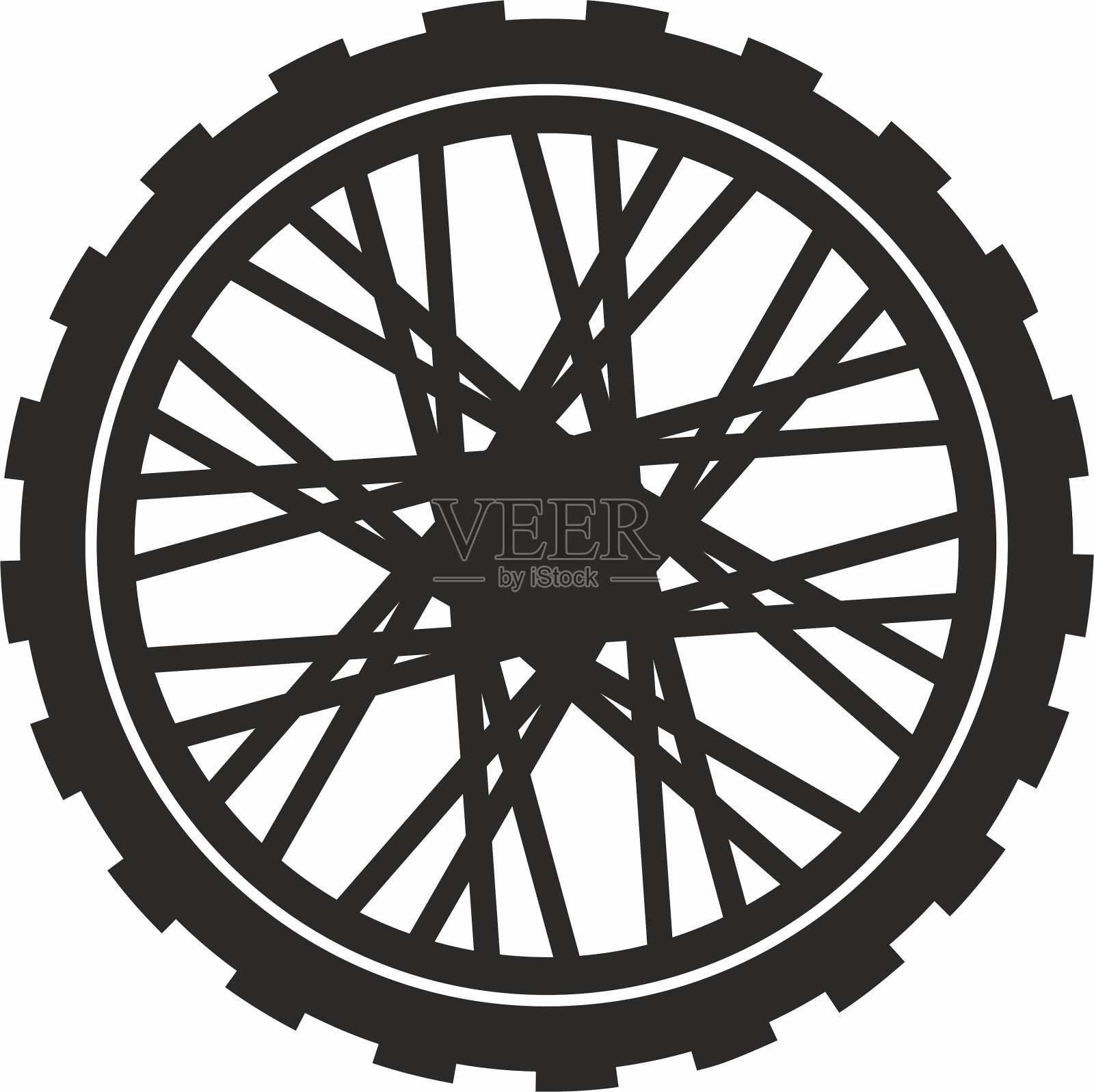 矢量插图与形状关联或符号车轮的自行车,助力车或摩托车与螺柱。插画图片素材