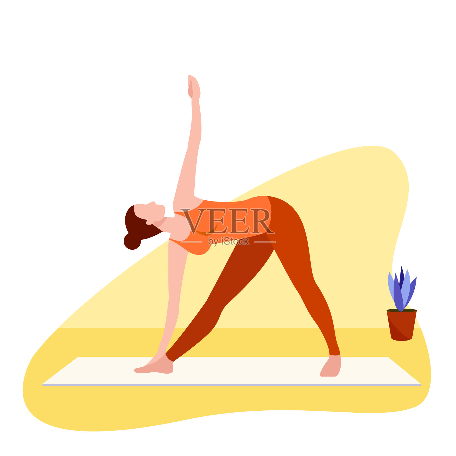 家庭瑜伽矢量插图插画图片素材