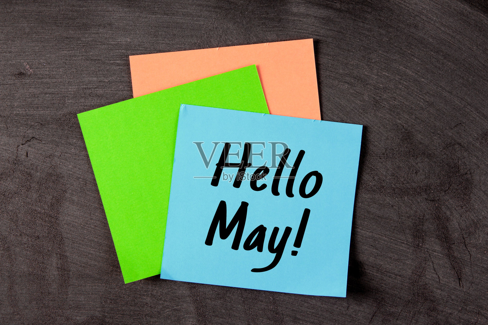 你好五月概念便利贴照片摄影图片