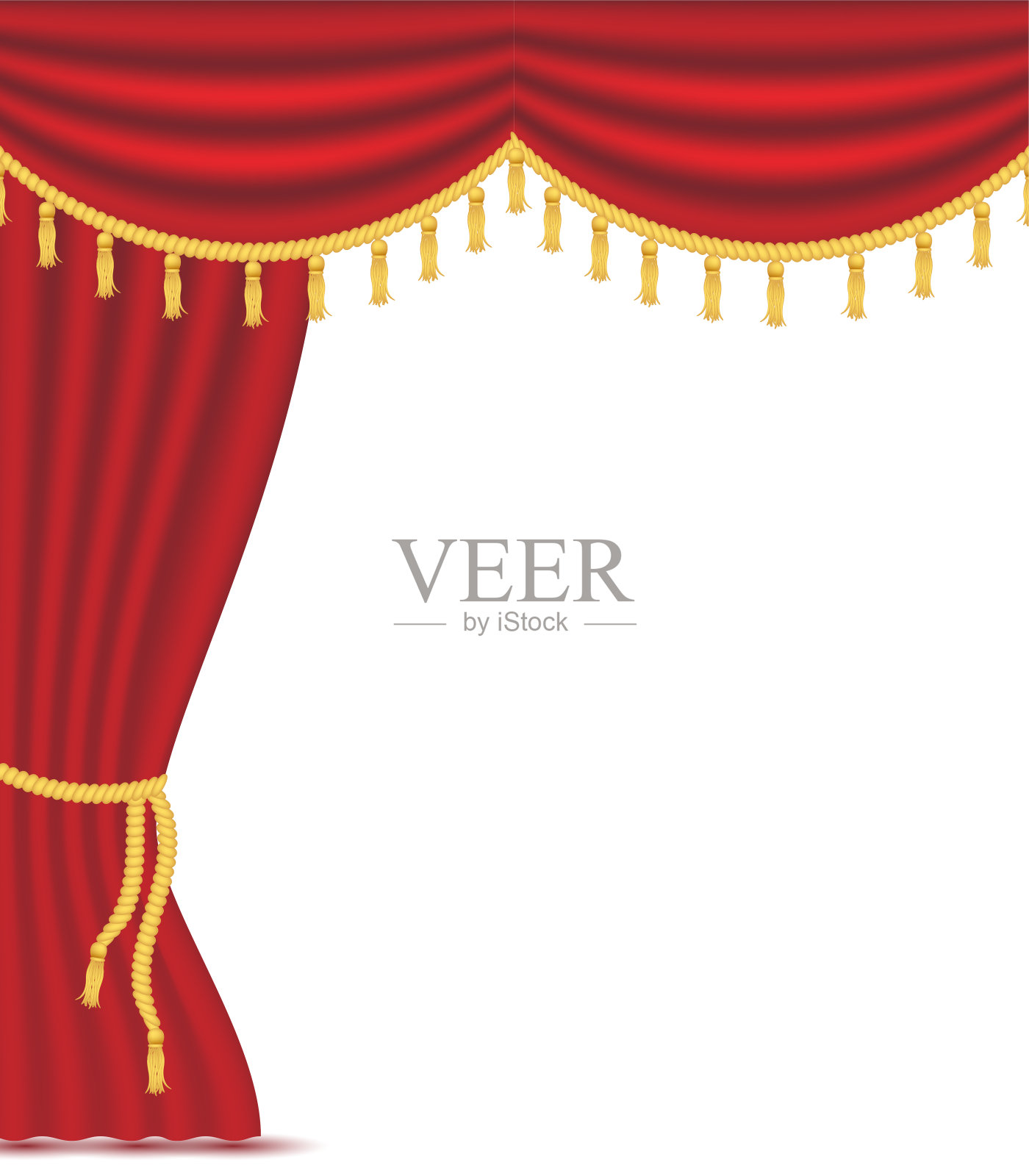 带窗帘的红色窗帘插画图片素材