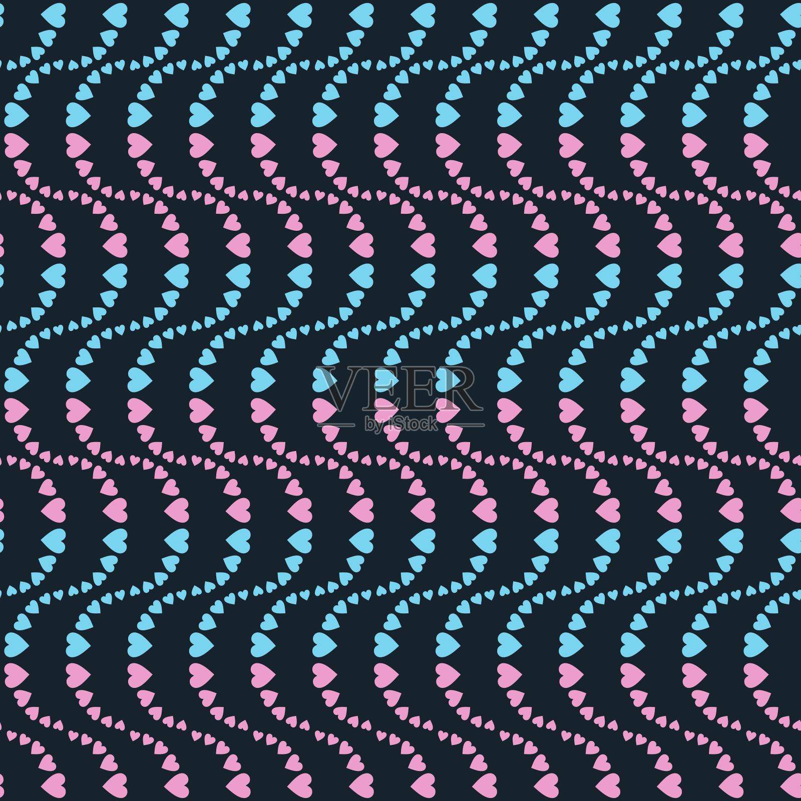 无缝矢量模式的波浪心形插画图片素材