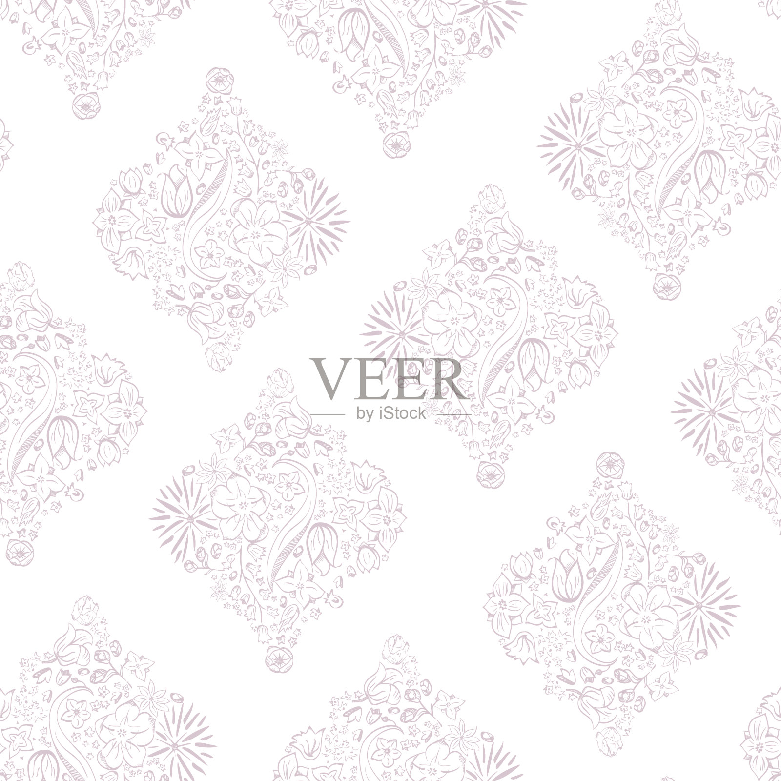 向量垂直花瓷砖在白色和粉彩无缝模式背景。插画图片素材