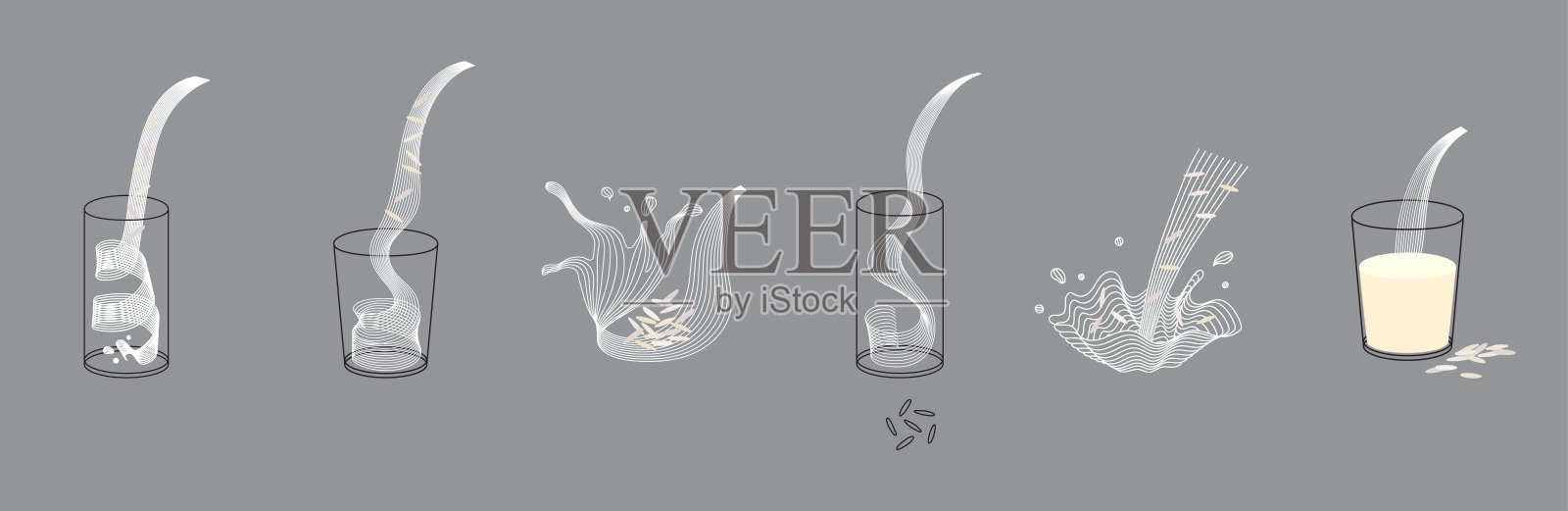 矢量杯米浆和坚果插画图片素材