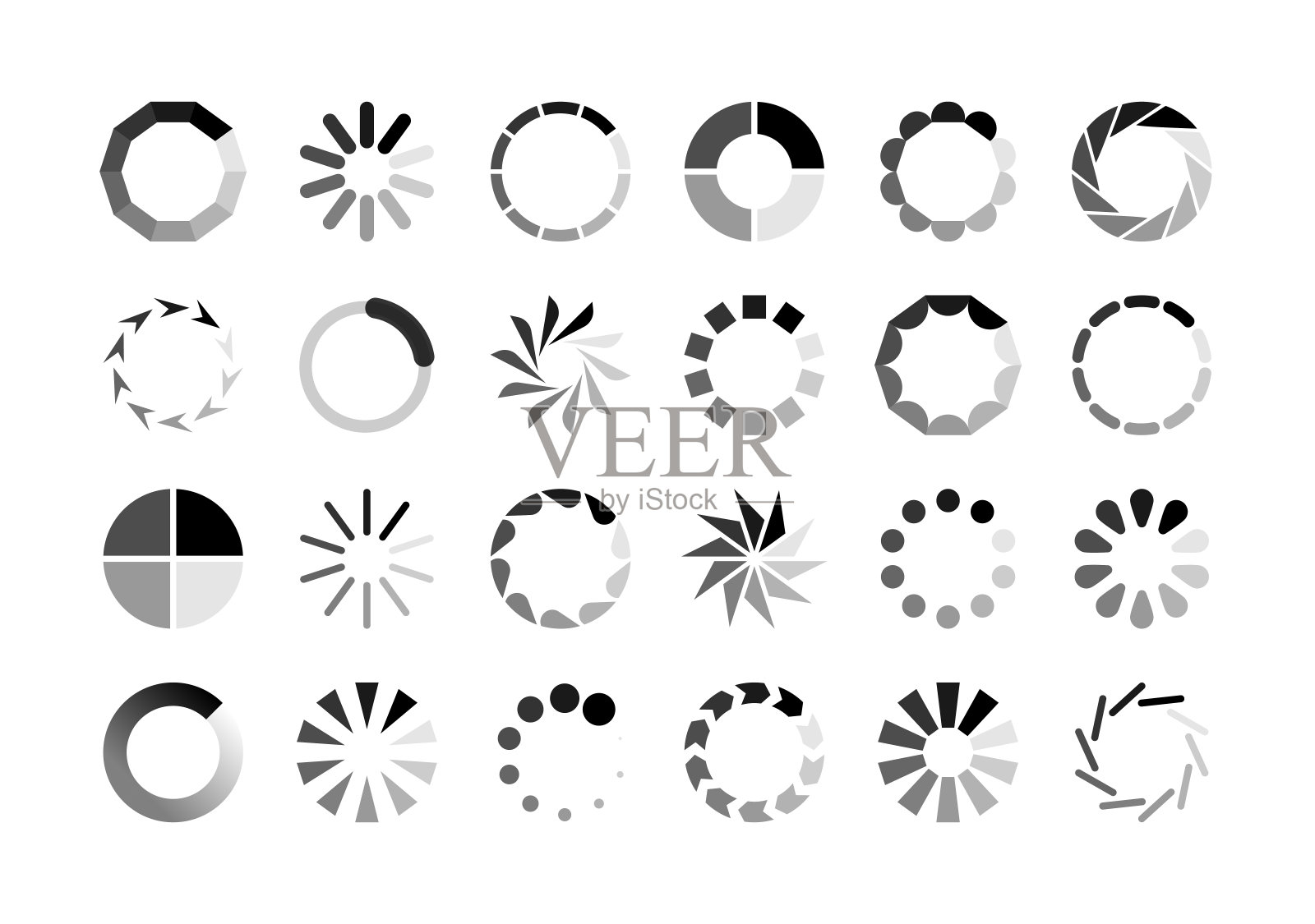 进步加载程序图标。加载旋转循环循环缓冲指示等待加载计算机网站下载上传向量集图标素材