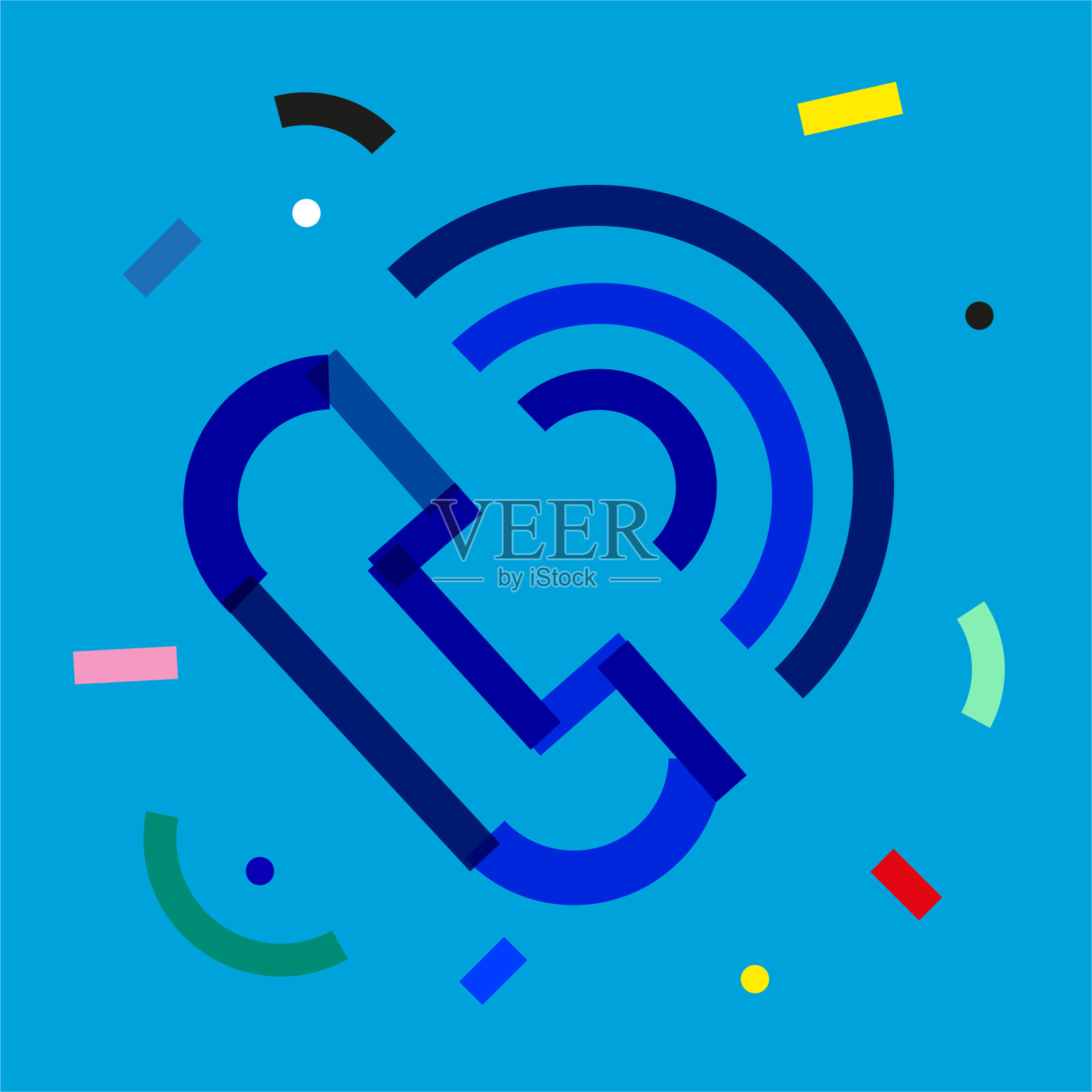 彩色现代背景上的电话图标插画图片素材