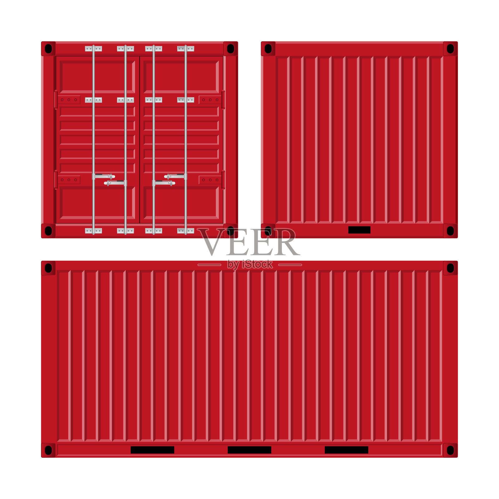 货柜矢量图孤立在白色背景上。插画图片素材