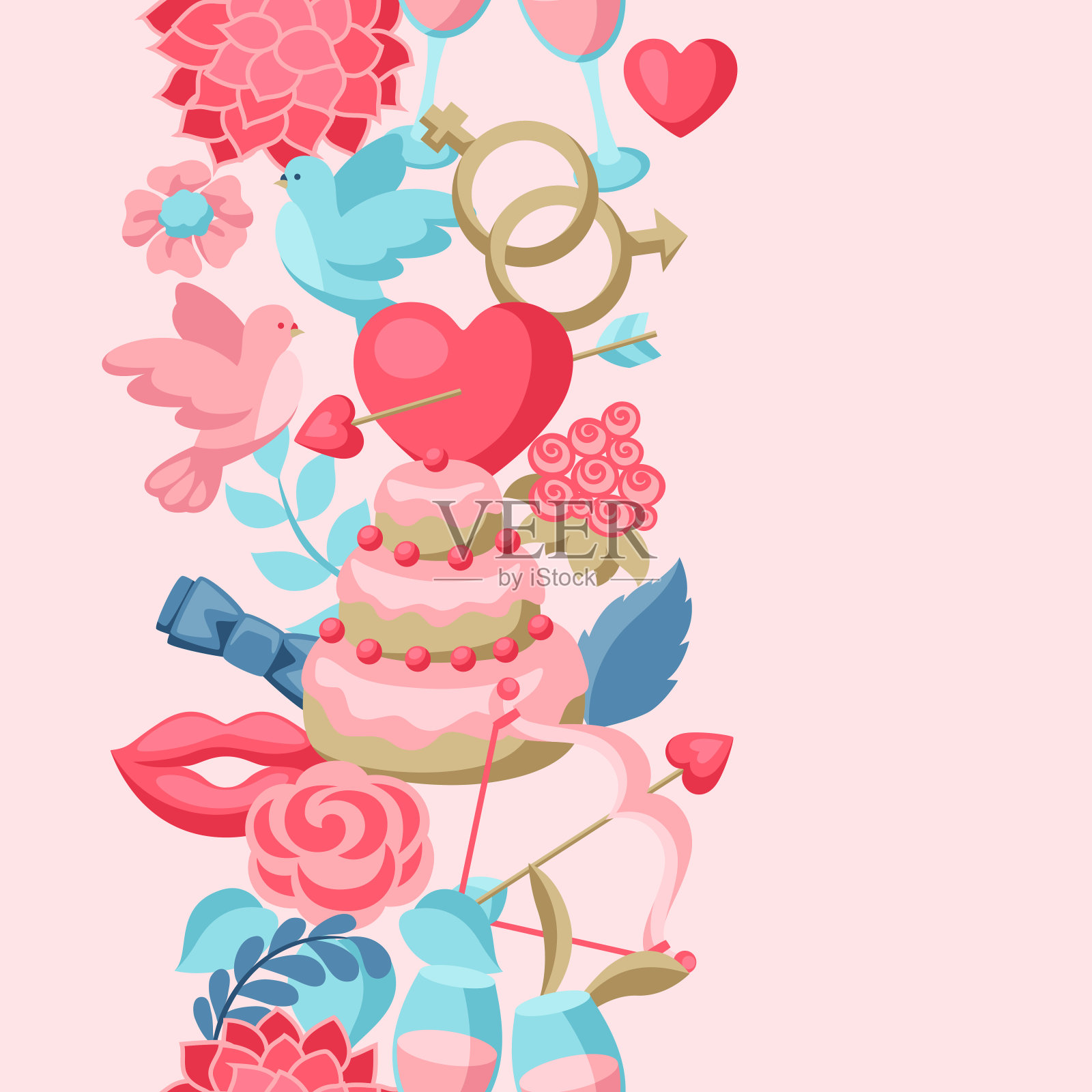 婚礼无缝模式。插画图片素材