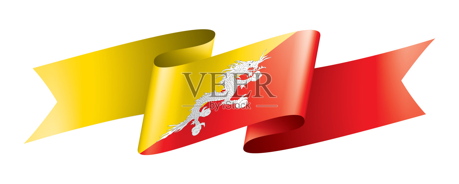 不丹国旗,矢量插图在白色的背景插画图片素材