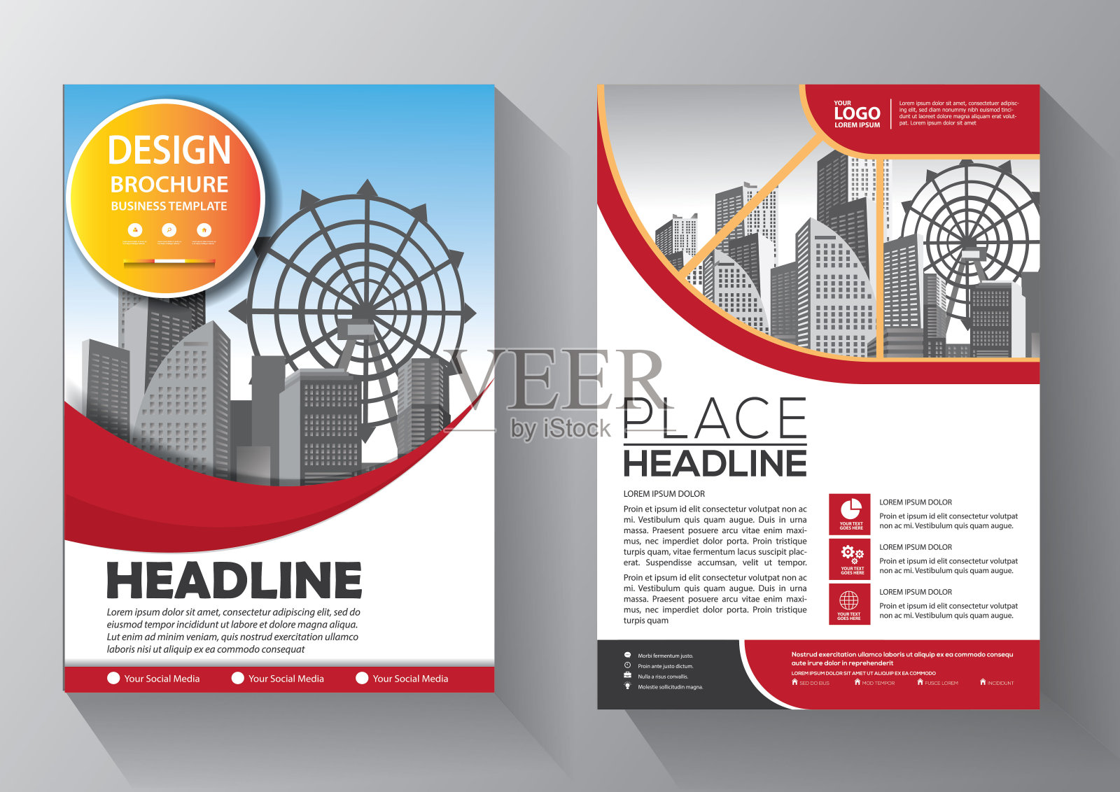 宣传册设计,封面现代布局,年度报告,海报,传单在A4彩色三角形,几何形状的技术,科学,市场与光背景插画图片素材