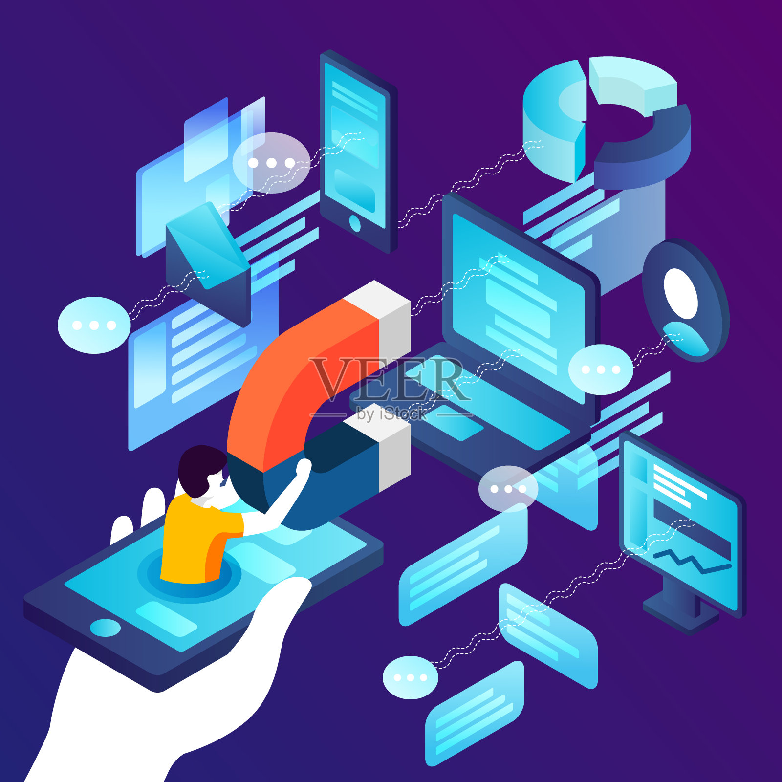 矢量概念插图-入站营销插画图片素材