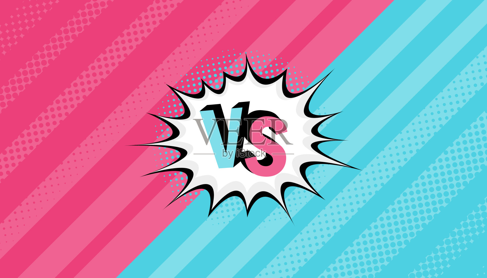 概念与对比。男人和女人。复古背景漫画风格设计与半色调。现代平面风格矢量插图设计模板素材