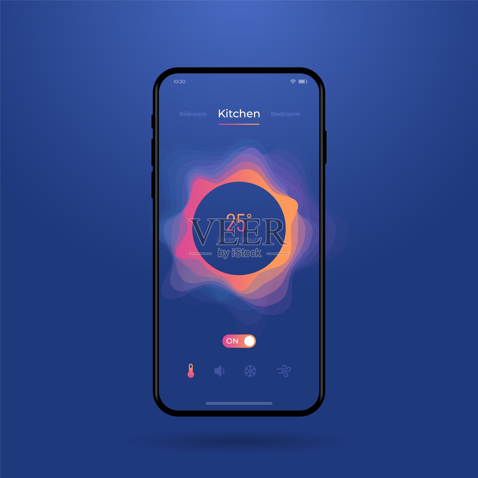 仪表盘UI和UX工具包。控制中心的设计。房间温度控制。插画图片素材