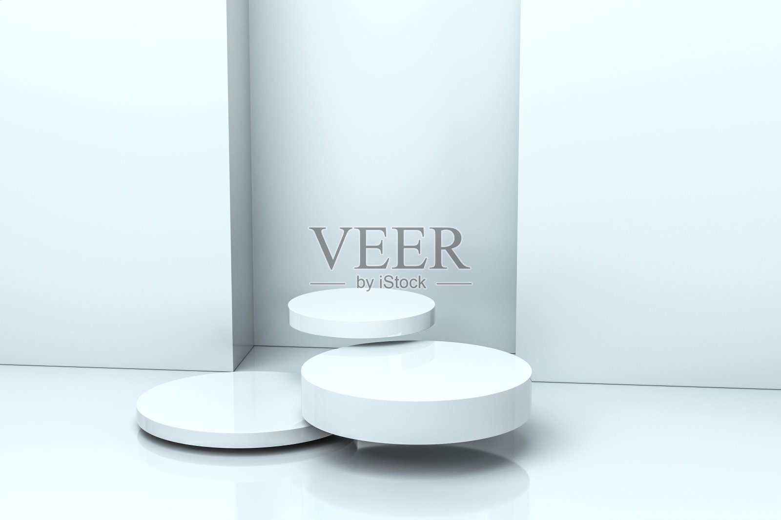 3d渲染,空房间的圆形平台。照片摄影图片