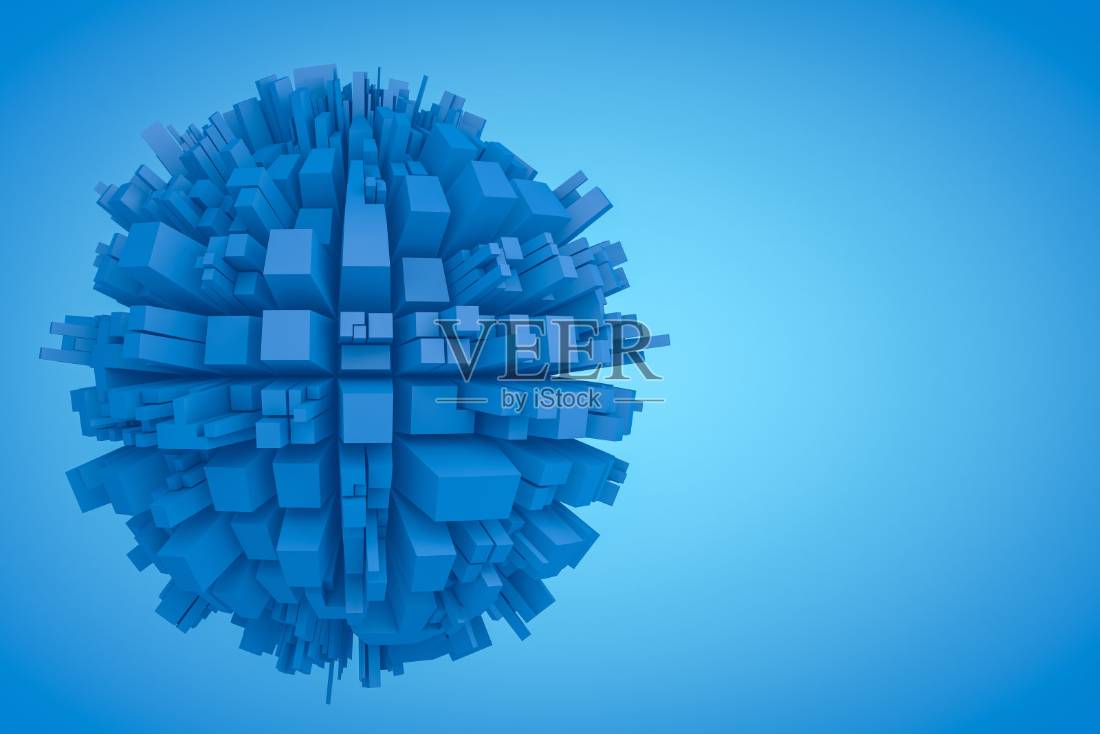 抽象三维立方体,球面上的几何形状照片摄影图片