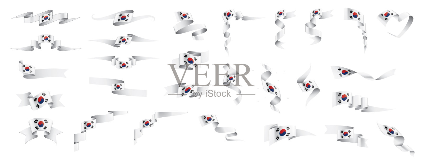 韩国国旗,白色背景矢量插图插画图片素材