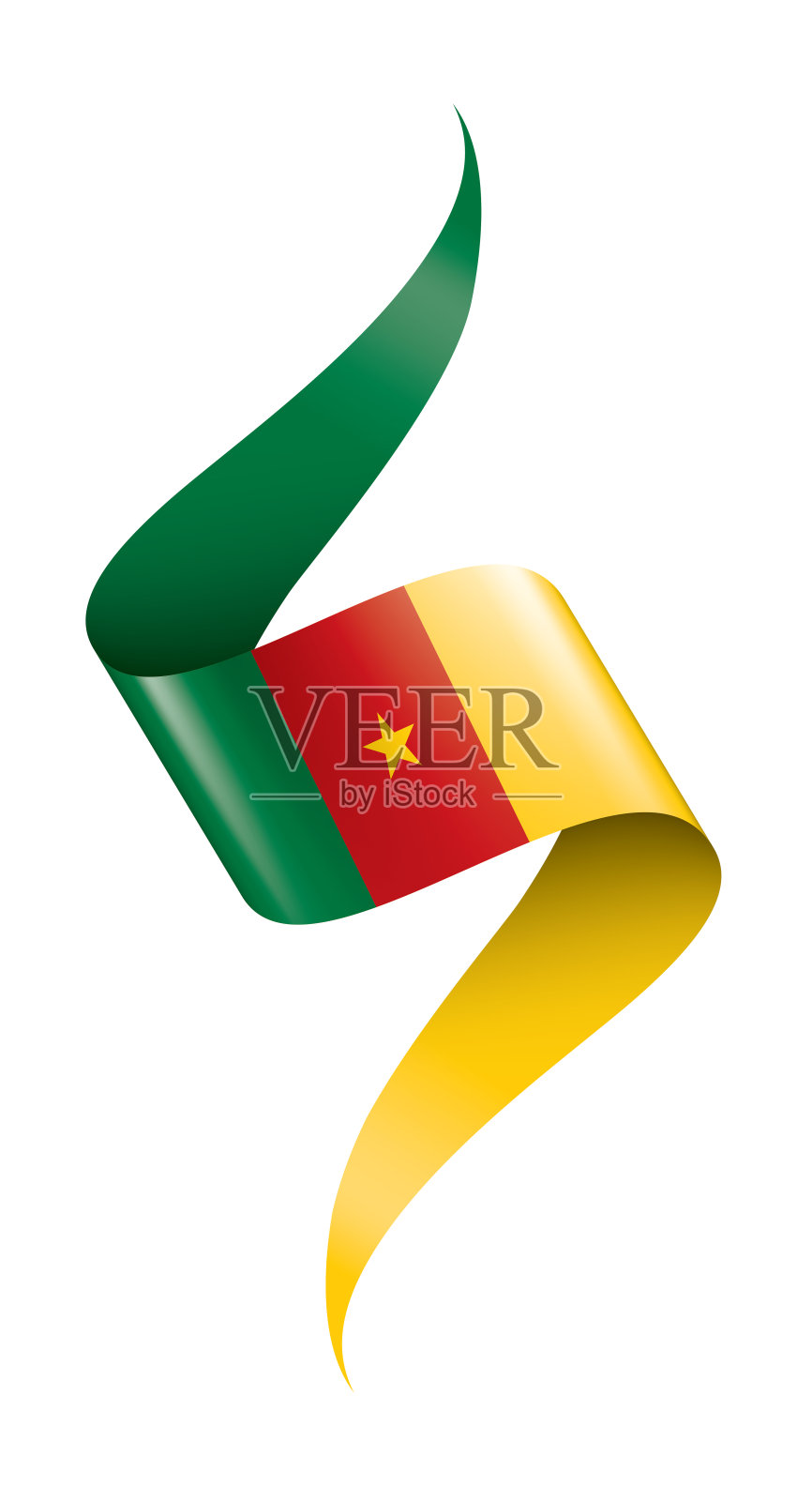 喀麦隆国旗,矢量插图在白色的背景插画图片素材