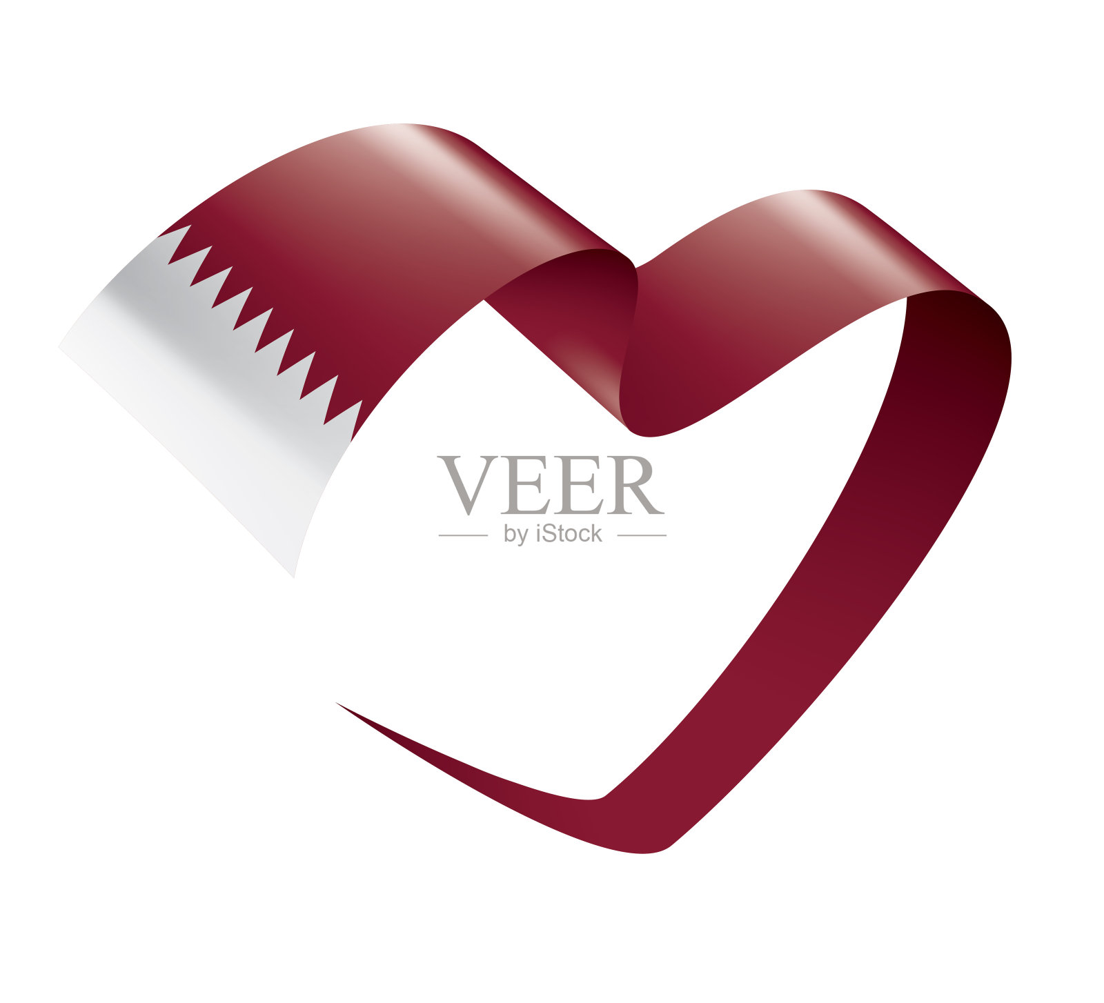 卡塔尔国旗,矢量插图在白色的背景插画图片素材