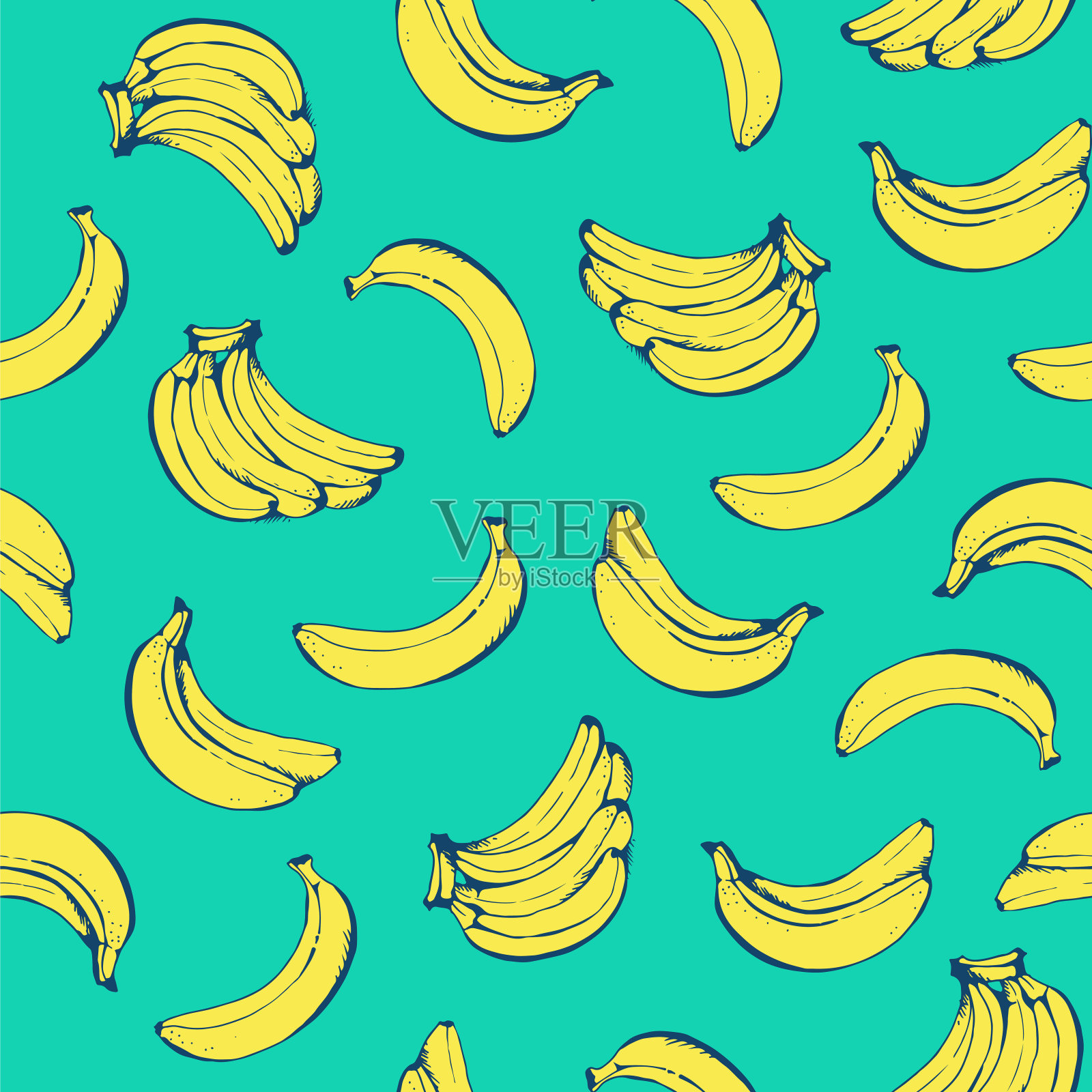 香蕉无缝图案,矢量食物背景插画图片素材