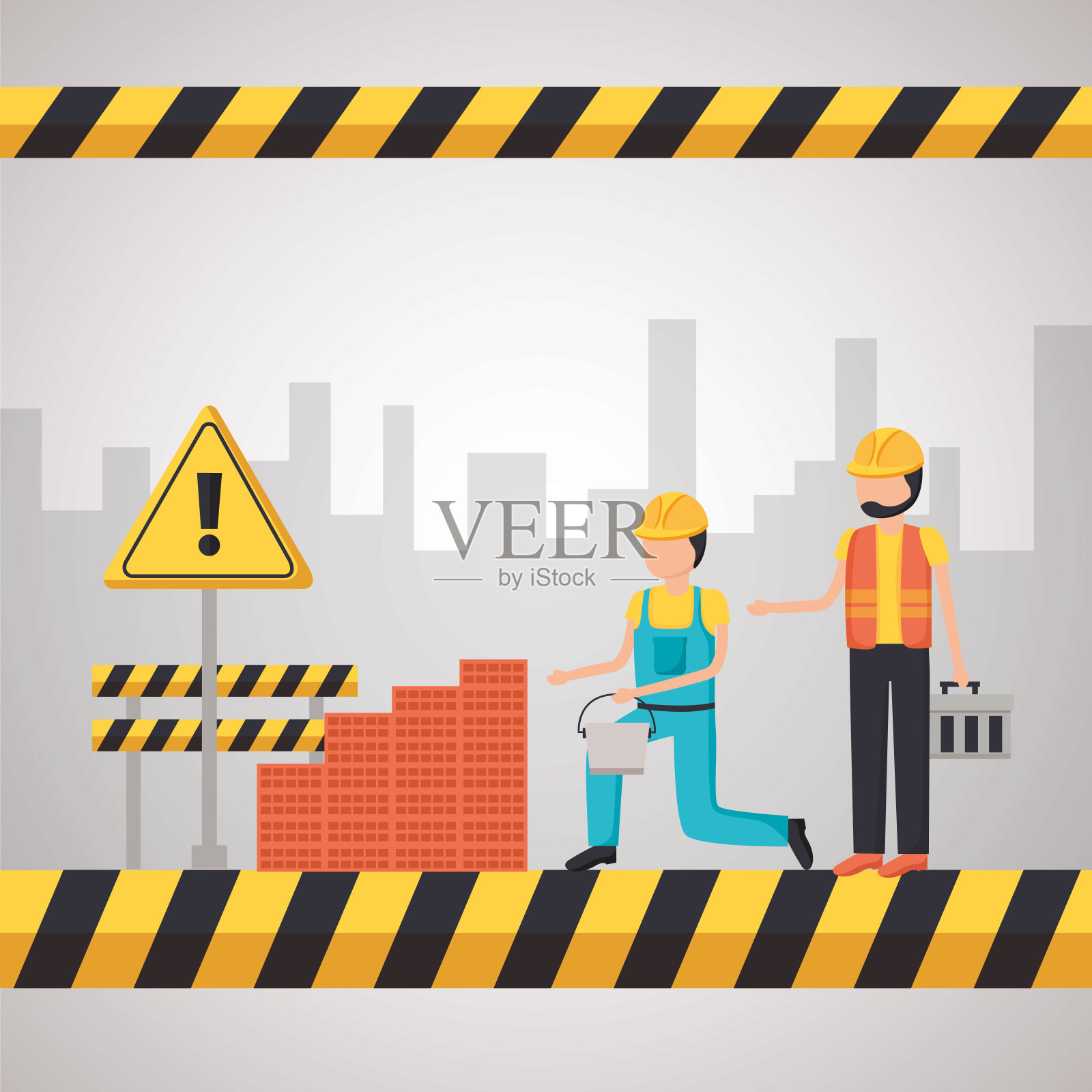 工人施工设备插画图片素材